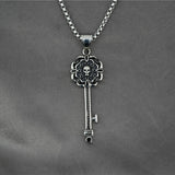 Vintage European Key Pendant — Distressed Titanium Necklace for Street Style