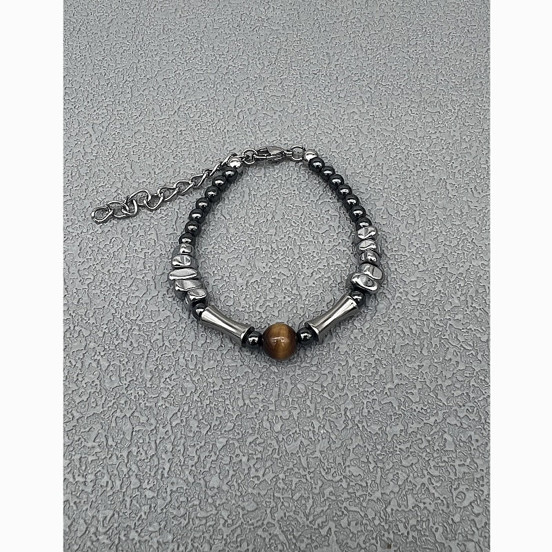 Tiger Eye and Thorn Bracelet — Vintage Titanium Bead Design