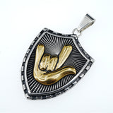 Rock Hand Shield Pendant — Vintage Hip-Hop Street Necklace