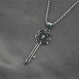 Vintage European Key Pendant — Distressed Titanium Necklace for Street Style