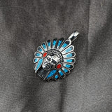 Painted Chief Pendant — Vintage Tribal Titanium Necklace