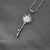 Vintage European Key Pendant — Distressed Titanium Necklace for Street Style