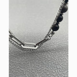 Silver Obsidian Bracelet — Titanium Steel Hip-Hop Design