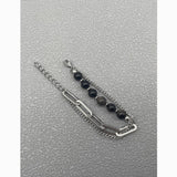 Silver Obsidian Bracelet — Titanium Steel Hip-Hop Design