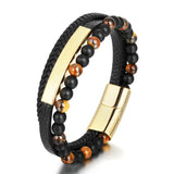 Multi-Layer Braided Tiger Eye Bracelet — Vintage Agate Stainless Steel Design