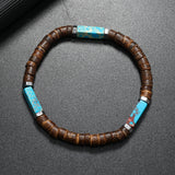 Natural Stone and Coffee Wood Bracelet — Vintage Nepalese Design