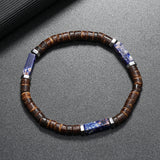 Natural Stone and Coffee Wood Bracelet — Vintage Nepalese Design