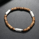 Natural Stone and Coffee Wood Bracelet — Vintage Nepalese Design